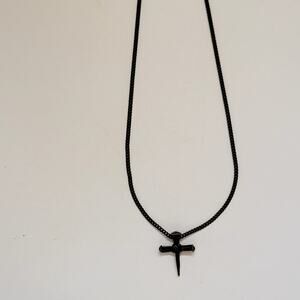 Bronze Tone Nail Cross Pendant Necklace Rustic Christian Faith Religious Jewelry